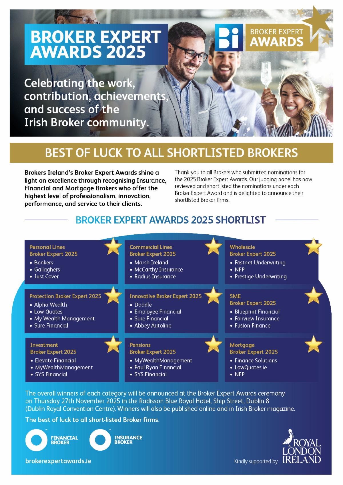unnamed Shortlist of finalists for Brokers Ireland Broker Expert Awards